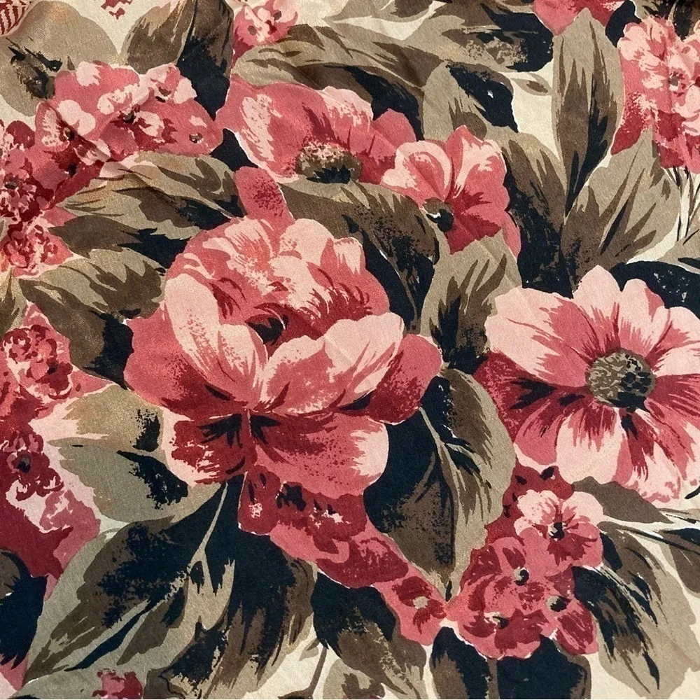 Vintage Oscar de la Renta Silk Floral Plaid Scarf Raw Fringe Wrap Designer